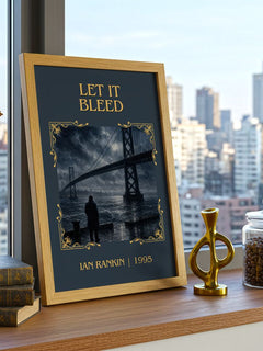 Let It Bleed Classic Book Art Print by Ian Rankin – framed print on a city-view windowsill
