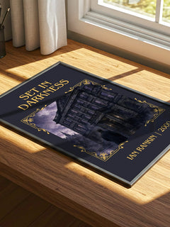 Set in Darkness Classic Book Art Print by Ian Rankin – print on a sunlit desk