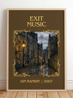 Exit Music Classic Book Art Print by Ian Rankin – framed print leaning on a wooden floor