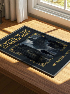 Saints of the Shadow Bible Classic Book Art Print by Ian Rankin – print on a sunlit desk