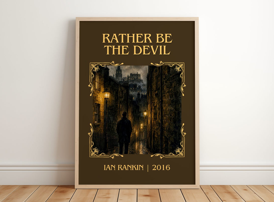 Rather Be the Devil Classic Book Art Print by Ian Rankin – framed print leaning on a wooden floor