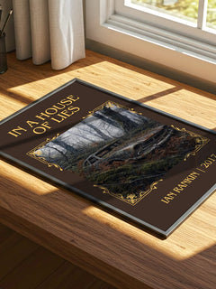 In a House of Lies Classic Book Art Print by Ian Rankin – print on a sunlit desk