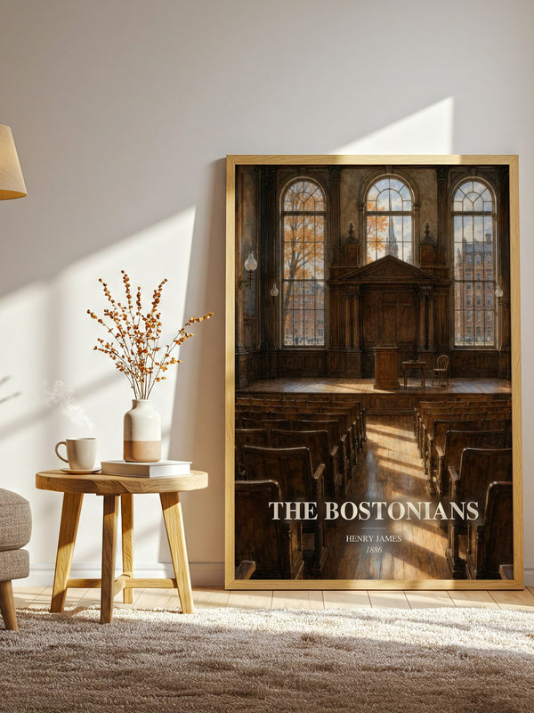 The Bostonians watercolour print in frame leaning in hallway – classic literature wall art