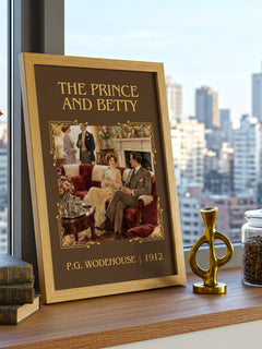 The Prince and Betty Classic Book Art Print by P.G. Wodehouse – framed print on a city-view windowsill