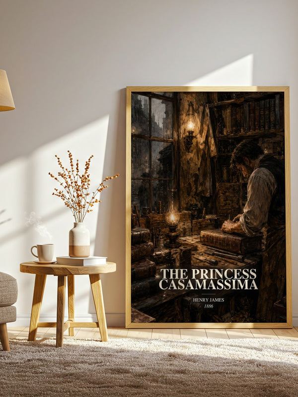The Princess Casamassima watercolour print in frame leaning in hallway – classic literature wall art