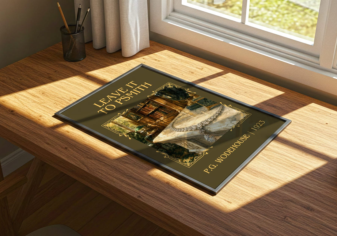 Leave It to Psmith Classic Book Art Print by P.G. Wodehouse – print on a sunlit desk