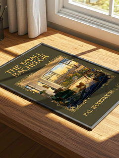 The Small Bachelor Classic Book Art Print by P.G. Wodehouse – print on a sunlit desk