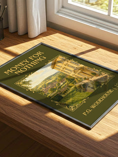 Money for Nothing Classic Book Art Print by P.G. Wodehouse – print on a sunlit desk