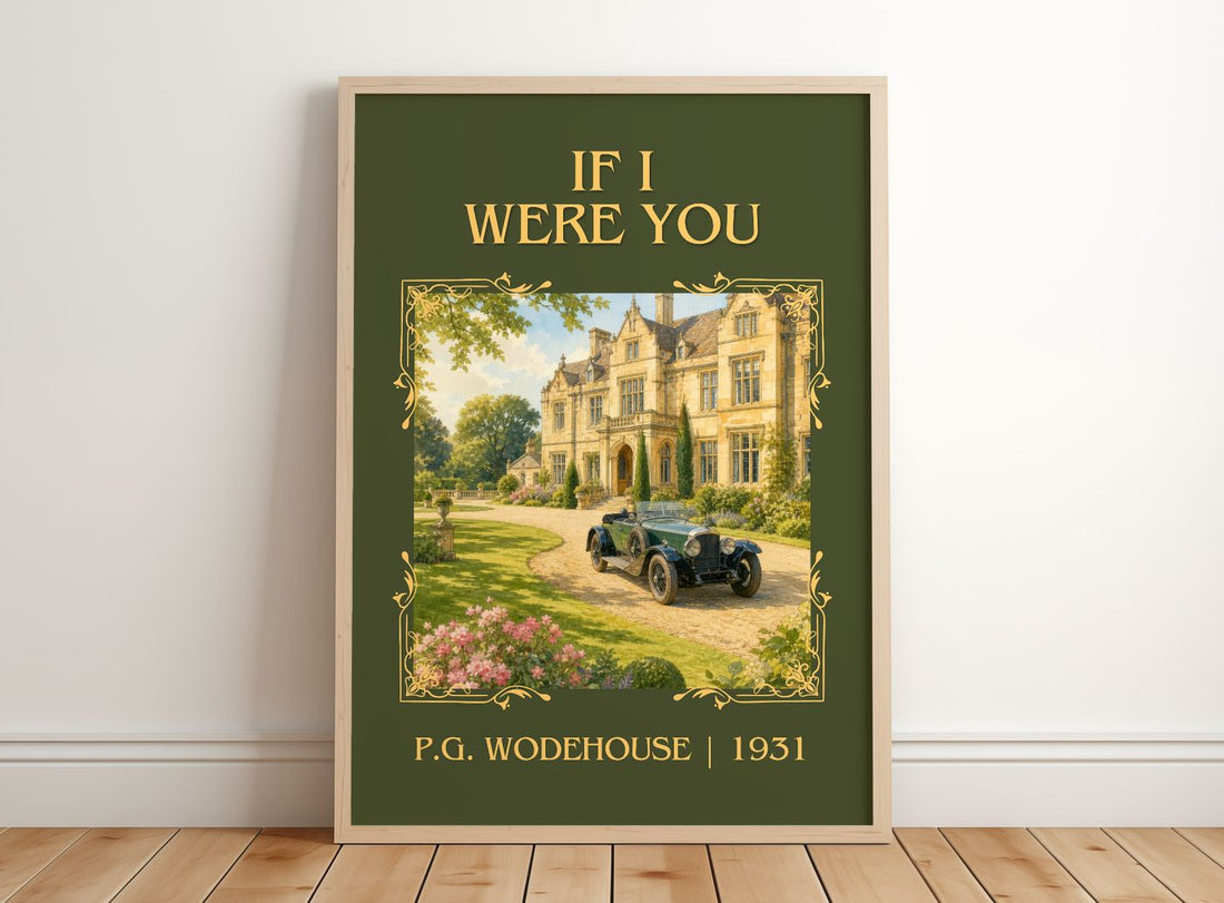 If I Were You Classic Book Art Print by P.G. Wodehouse – framed print leaning on a wooden floor
