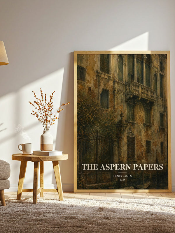 The Aspern Papers watercolour print in frame leaning in hallway – classic literature wall art