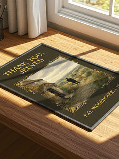 Thank You, Jeeves Classic Book Art Print by P.G. Wodehouse – print on a sunlit desk