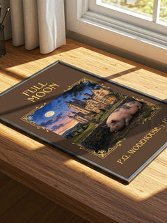 Full Moon Classic Book Art Print by P.G. Wodehouse – print on a sunlit desk