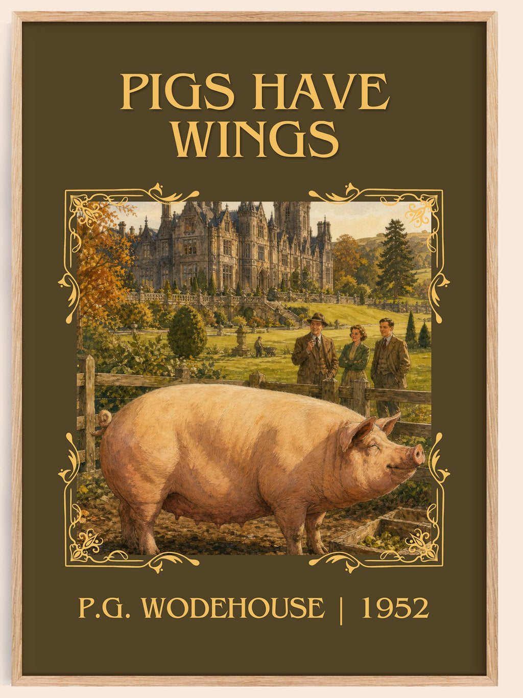 Pigs Have Wings Classic Book Art Print by P.G. Wodehouse – book poster