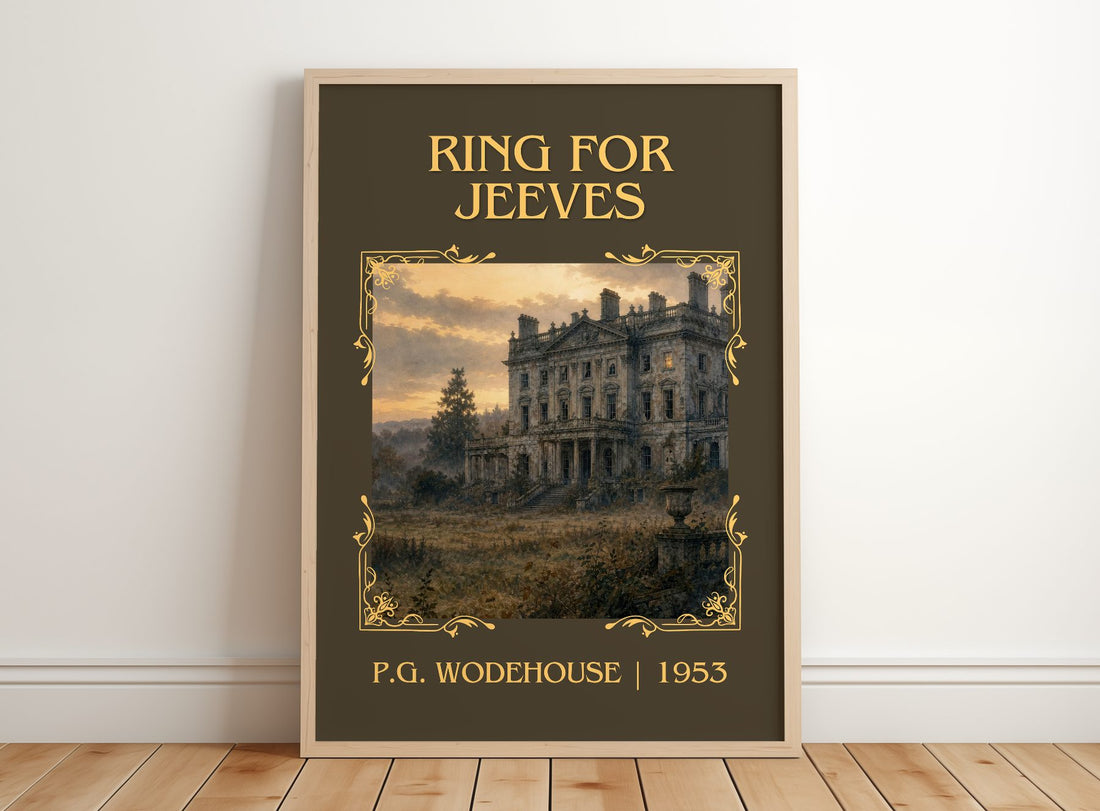 Ring for Jeeves Classic Book Art Print by P.G. Wodehouse – framed print leaning on a wooden floor