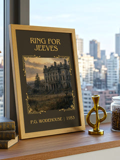 Ring for Jeeves Classic Book Art Print by P.G. Wodehouse – framed print on a city-view windowsill