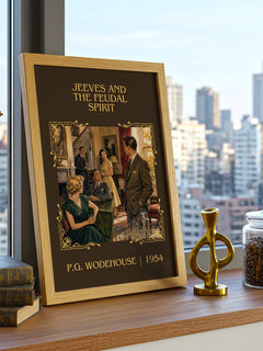 Jeeves and the Feudal Spirit Classic Book Art Print by P.G. Wodehouse – framed print on a city-view windowsill