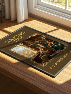 Cocktail Time Classic Book Art Print by P.G. Wodehouse – print on a sunlit desk