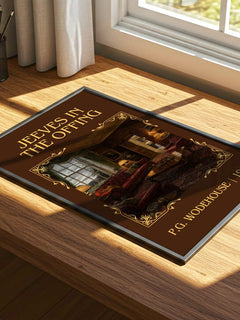 Jeeves in the Offing Classic Book Art Print by P.G. Wodehouse – print on a sunlit desk