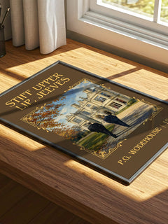 Stiff Upper Lip, Jeeves Classic Book Art Print by P.G. Wodehouse – print on a sunlit desk