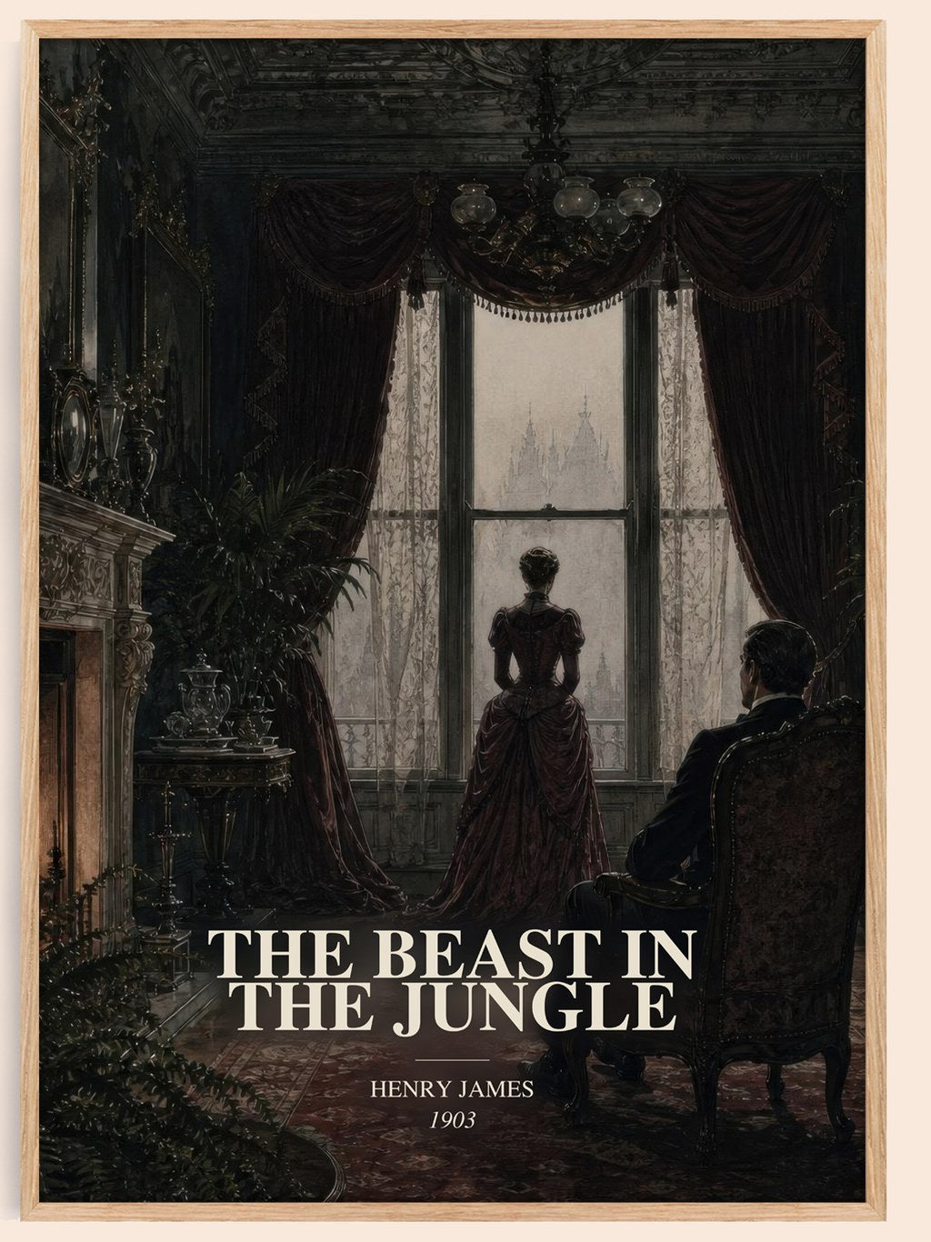 The Beast In The Jungle watercolour book poster by Henry James – framed literary art print