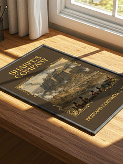 Sharpe's Company Classic Book Art Print by Bernard Cornwell – print on a sunlit desk