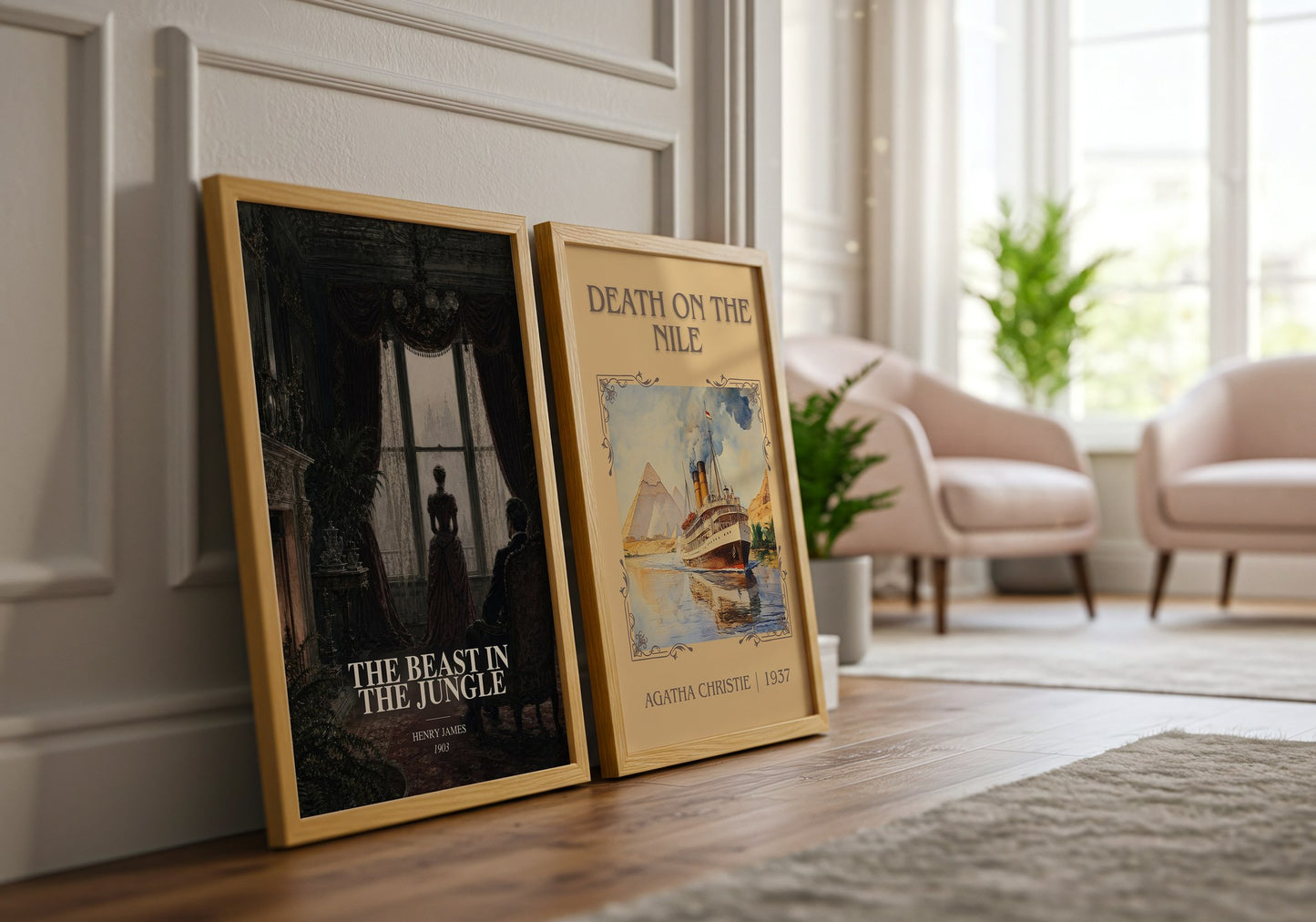 The Beast In The Jungle watercolour print framed by window – literary home decor