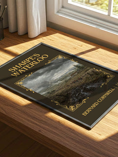Sharpe's Waterloo Classic Book Art Print by Bernard Cornwell – print on a sunlit desk