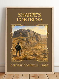 Sharpe's Fortress Classic Book Art Print by Bernard Cornwell – framed print leaning on a wooden floor