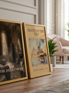 The Jolly Corner watercolour print framed by window – literary home decor
