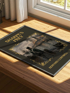 Sharpe's Prey Classic Book Art Print by Bernard Cornwell – print on a sunlit desk