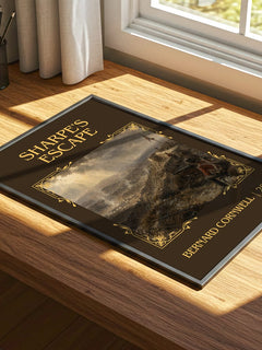 Sharpe's Escape Classic Book Art Print by Bernard Cornwell – print on a sunlit desk