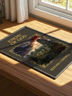 Enemy of God Classic Book Art Print by Bernard Cornwell – print on a sunlit desk
