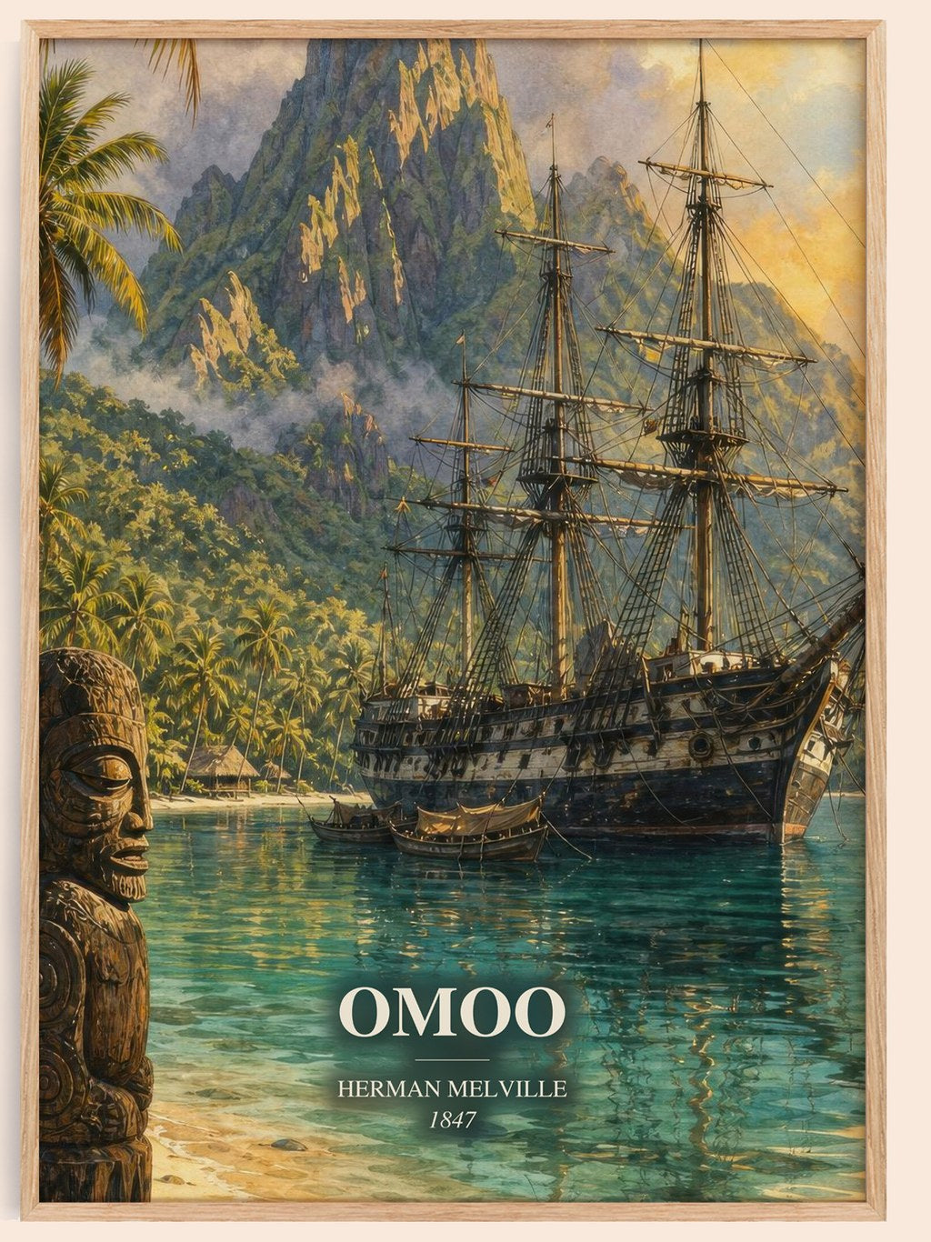 Omoo watercolour book poster by Herman Melville – framed literary art print