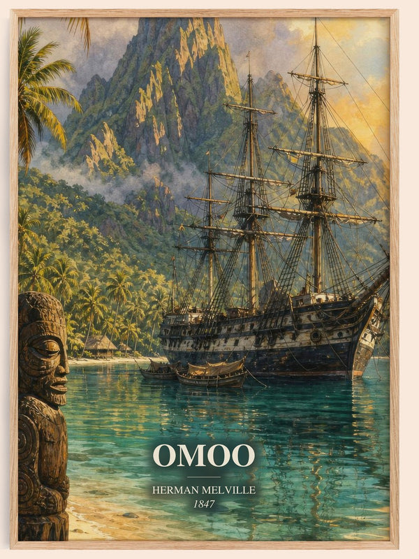 Omoo watercolour book poster by Herman Melville – framed literary art print