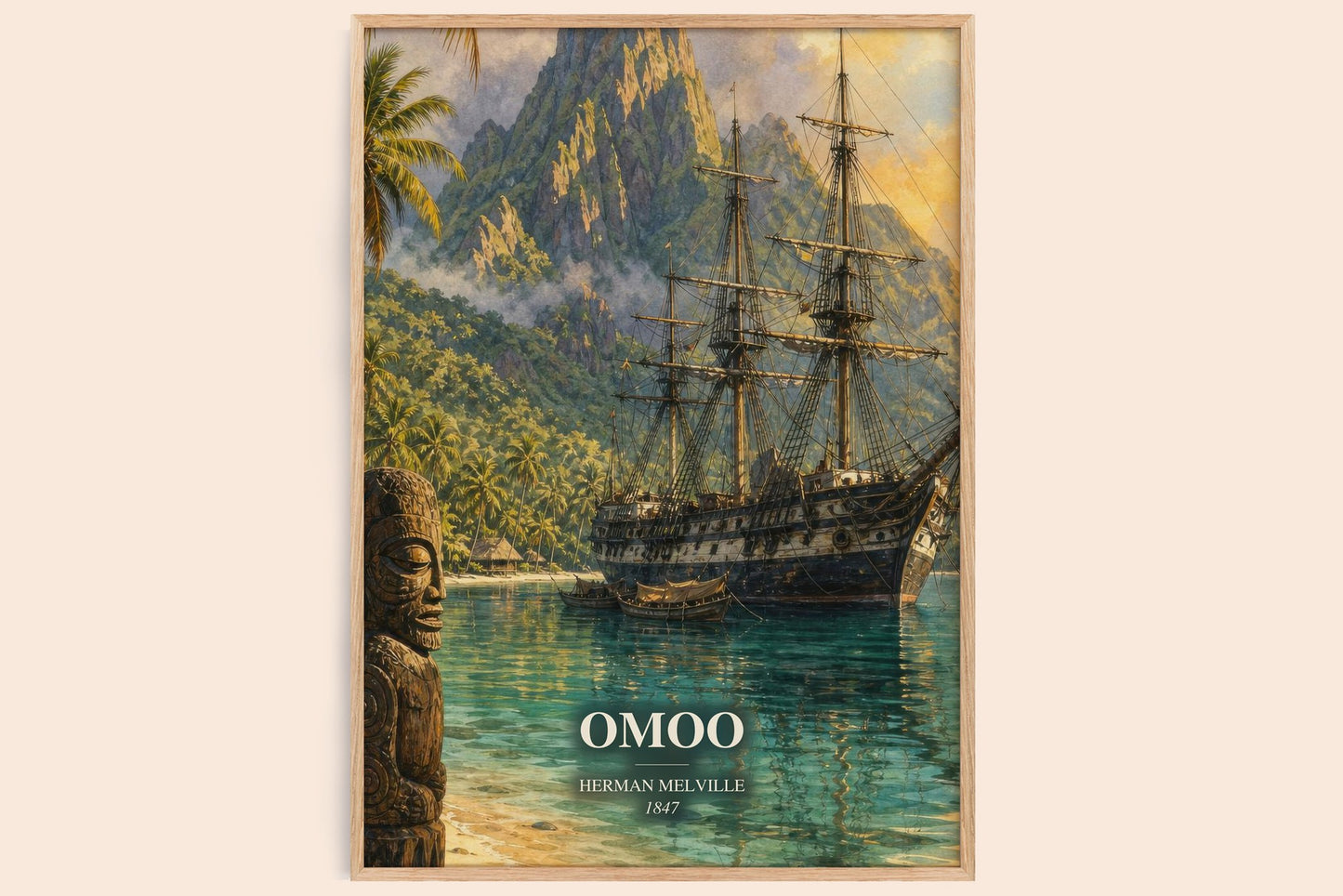 Omoo watercolour book poster by Herman Melville – framed literary art print
