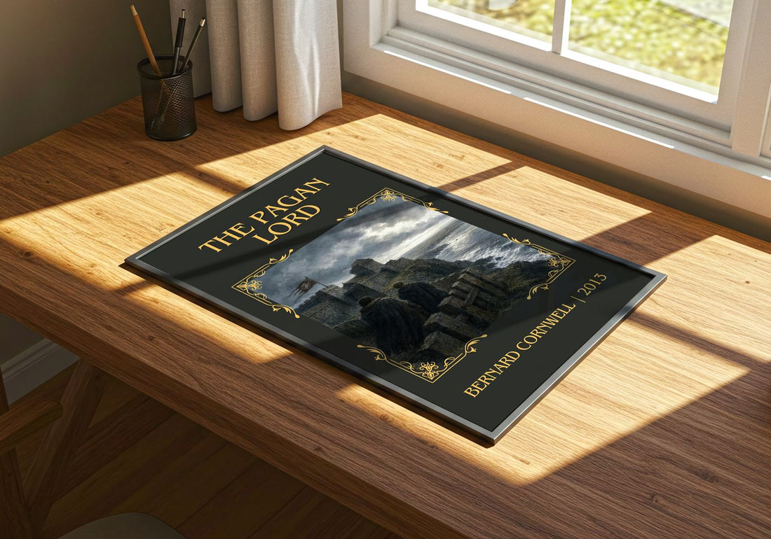 The Pagan Lord Classic Book Art Print by Bernard Cornwell – print on a sunlit desk
