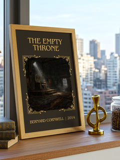 The Empty Throne Classic Book Art Print by Bernard Cornwell – framed print on a city-view windowsill