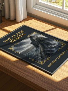 The Flame Bearer Classic Book Art Print by Bernard Cornwell – print on a sunlit desk
