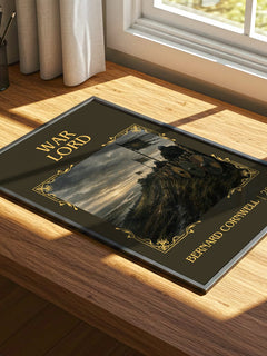 War Lord Classic Book Art Print by Bernard Cornwell – print on a sunlit desk