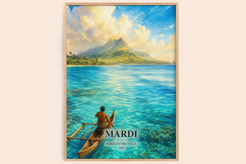 Mardi watercolour book poster by Herman Melville – framed literary art print