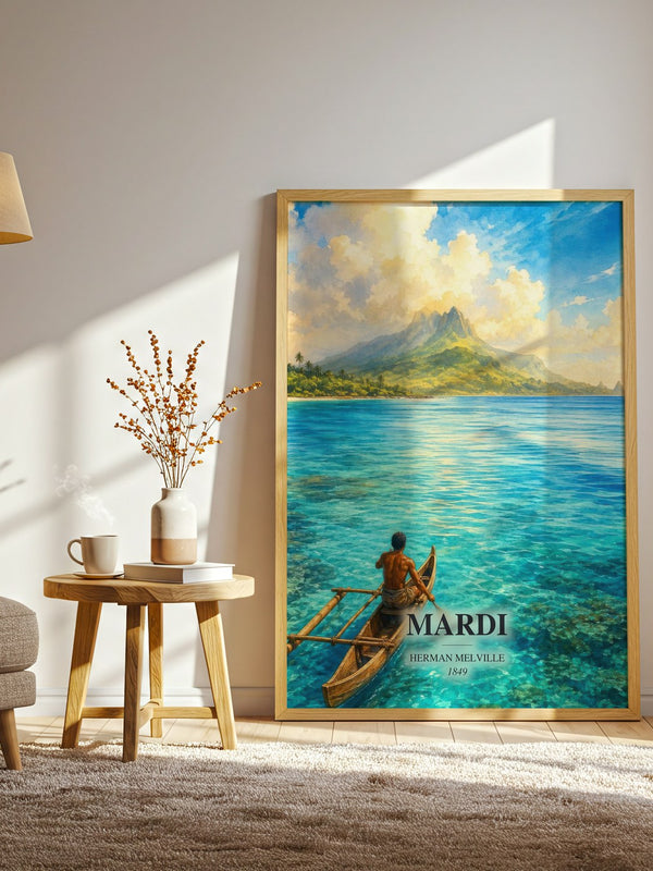 Mardi watercolour print in frame leaning in hallway – adventure wall art