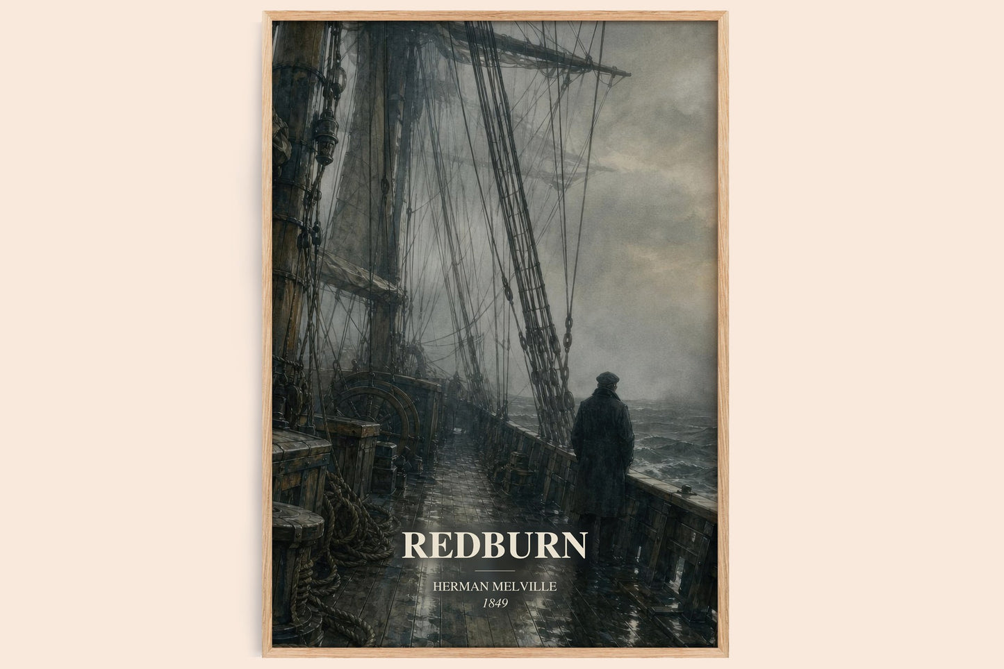 Redburn watercolour book poster by Herman Melville – framed literary art print
