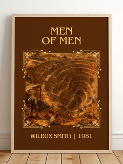 Men of Men Classic Book Art Print by Wilbur Smith – framed print leaning on a wooden floor