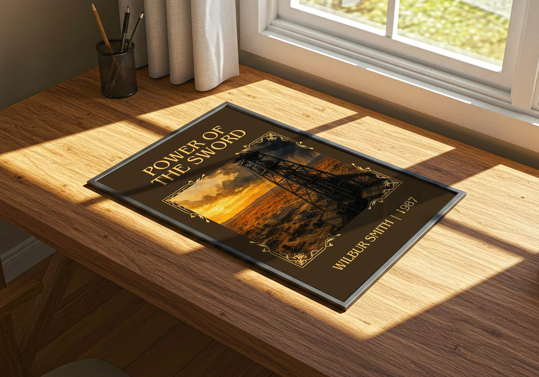 Power of the Sword Classic Book Art Print by Wilbur Smith – print on a sunlit desk