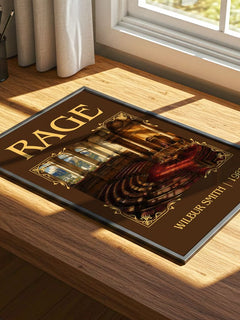 Rage Classic Book Art Print by Wilbur Smith – print on a sunlit desk