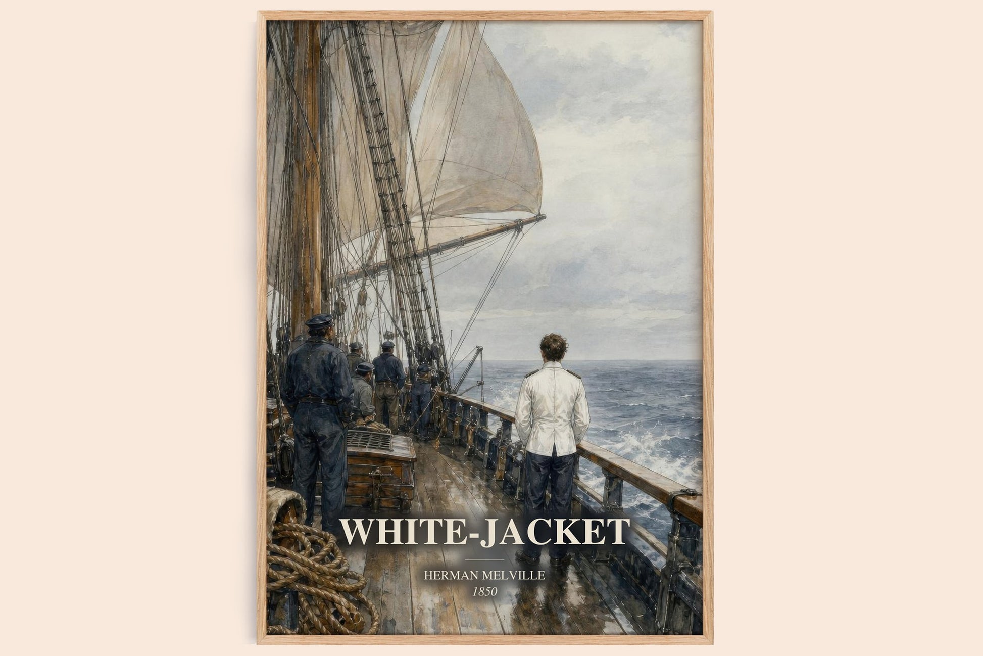 White-Jacket watercolour book poster by Herman Melville – framed literary art print