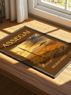 Assegai Classic Book Art Print by Wilbur Smith – print on a sunlit desk