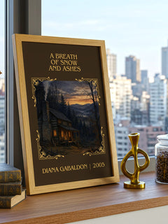 A Breath of Snow and Ashes Classic Book Art Print by Diana Gabaldon – framed print on a city-view windowsill