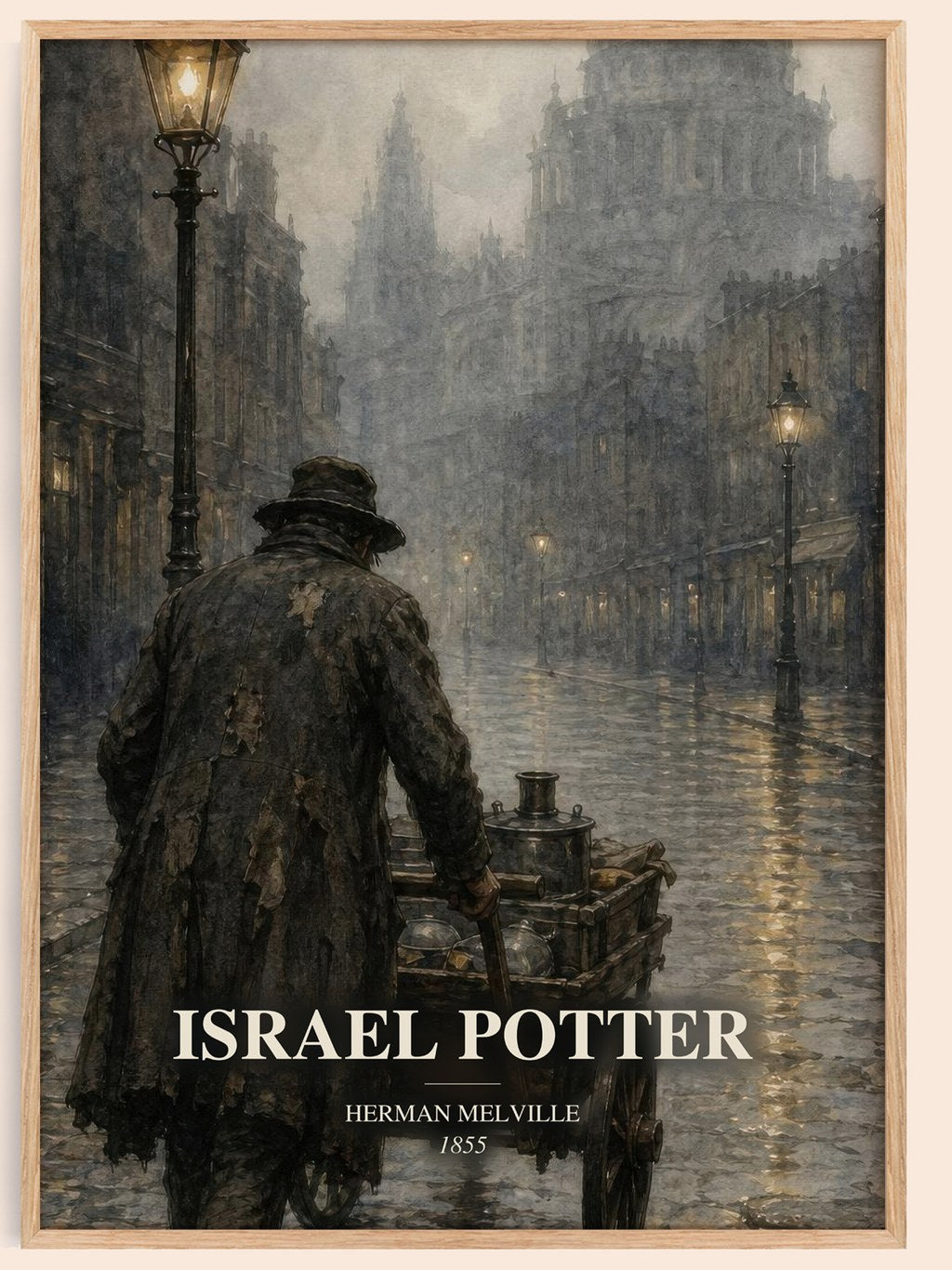 Israel Potter watercolour book poster by Herman Melville – framed literary art print