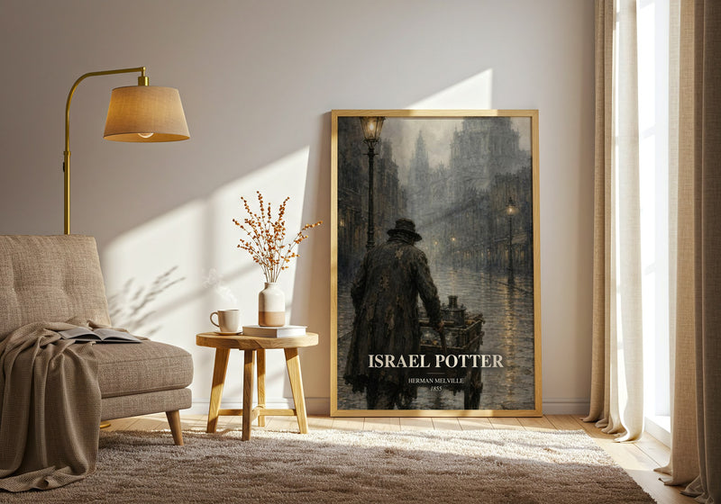 Israel Potter watercolour print in frame leaning in hallway – historical fiction wall art